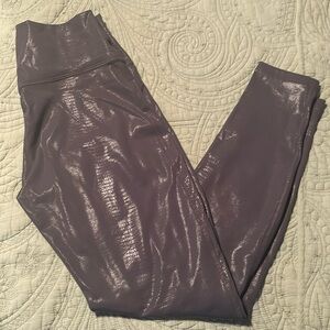 Gray Python Shine Leggings by Bombshell Sportswear, XL